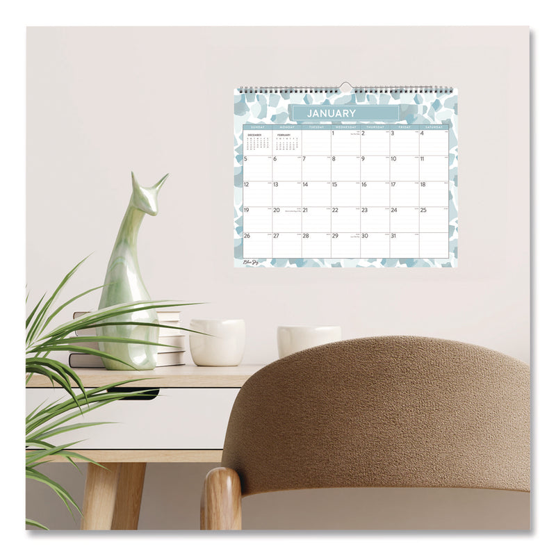 Amitza Blue Monthly Wall Calendar, Abstract Artwork, 15 x 12, White/Blue/Gray Sheets, 12-Month (Jan to Dec): 2025 (BLS14877225) Each