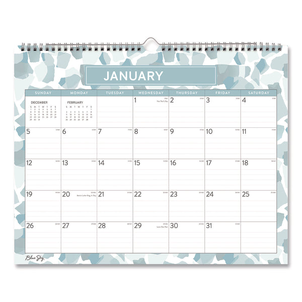 Amitza Blue Monthly Wall Calendar, Abstract Artwork, 15 x 12, White/Blue/Gray Sheets, 12-Month (Jan to Dec): 2025 (BLS14877225) Each