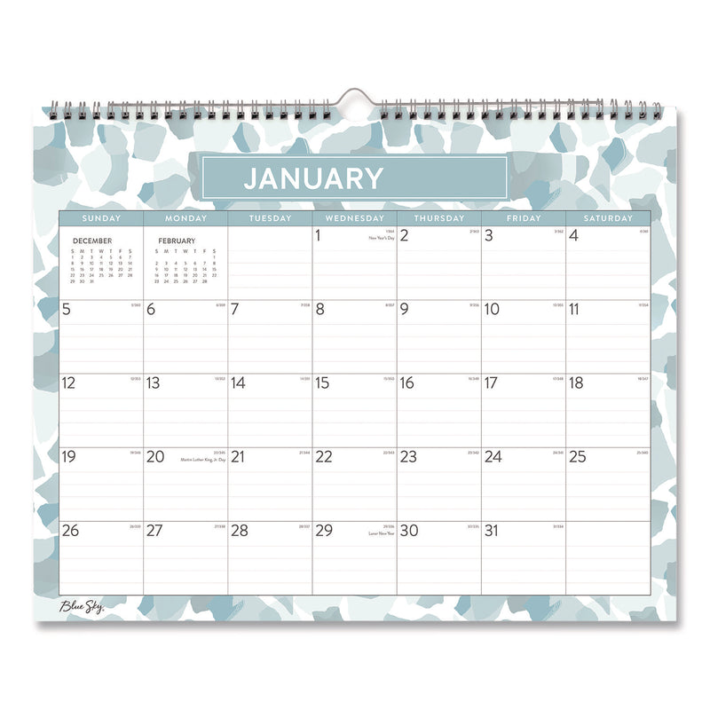 Amitza Blue Monthly Wall Calendar, Abstract Artwork, 15 x 12, White/Blue/Gray Sheets, 12-Month (Jan to Dec): 2025 (BLS14877225) Each