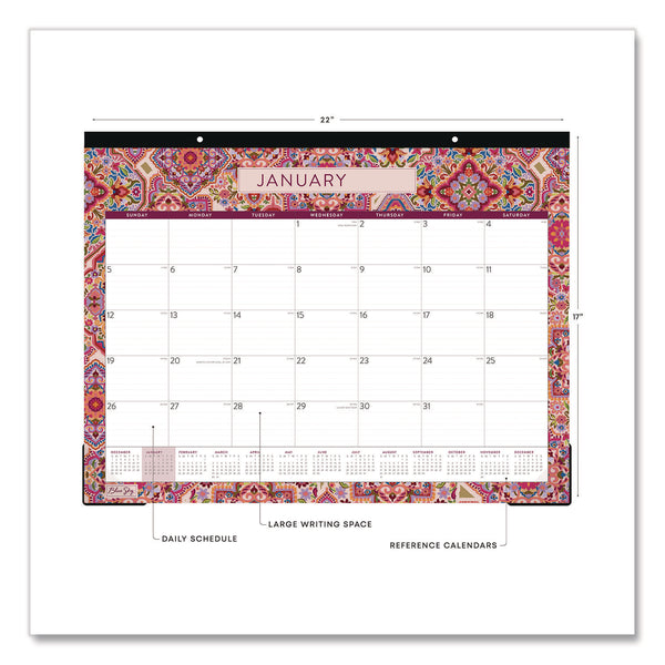 Blue Sky® Amalia Desk Pad Calendar, Mandala Artwork, 22 x 17, White/Multicolor Sheets, Black Headband, 12-Month (Jan to Dec): 2025 (BLS14877325) Each