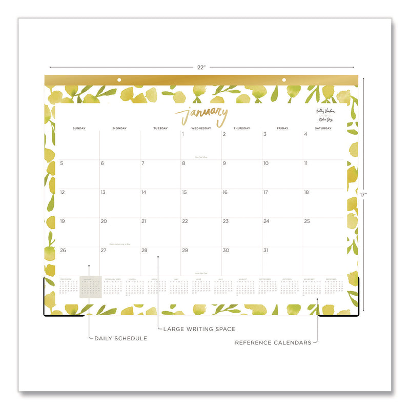 Kelly Ventura Mimosa Desk Pad Calendar, Lemons Artwork, 22 x 17, White/Yellow/Green Sheets, 12-Month (Jan to Dec): 2025 (BLS14906325) Each