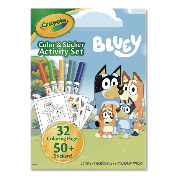 Crayola® Bluey Color and Sticker Activity Set, (32) Coloring Sheets, (51) Stickers, (5) Pip-Squeaks Markers (CYO42743) Each