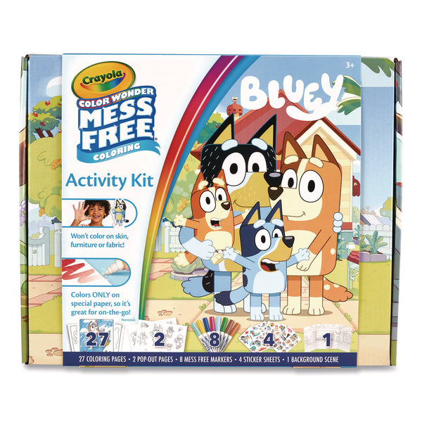 Crayola® Bluey Color Wonder Activity Kit, (27)Coloring Pages; (8)Markers; (4)Sticker Sheets; (2)Pop-Out Characters; Trifold Background (CYO757161) Each