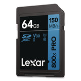 Lexar™ High-Performance PRO BLUE Series SDXC Memory Card, UHS-I V30 U1 Class 10, 64GB (LXRLSD800P64GBN) Each