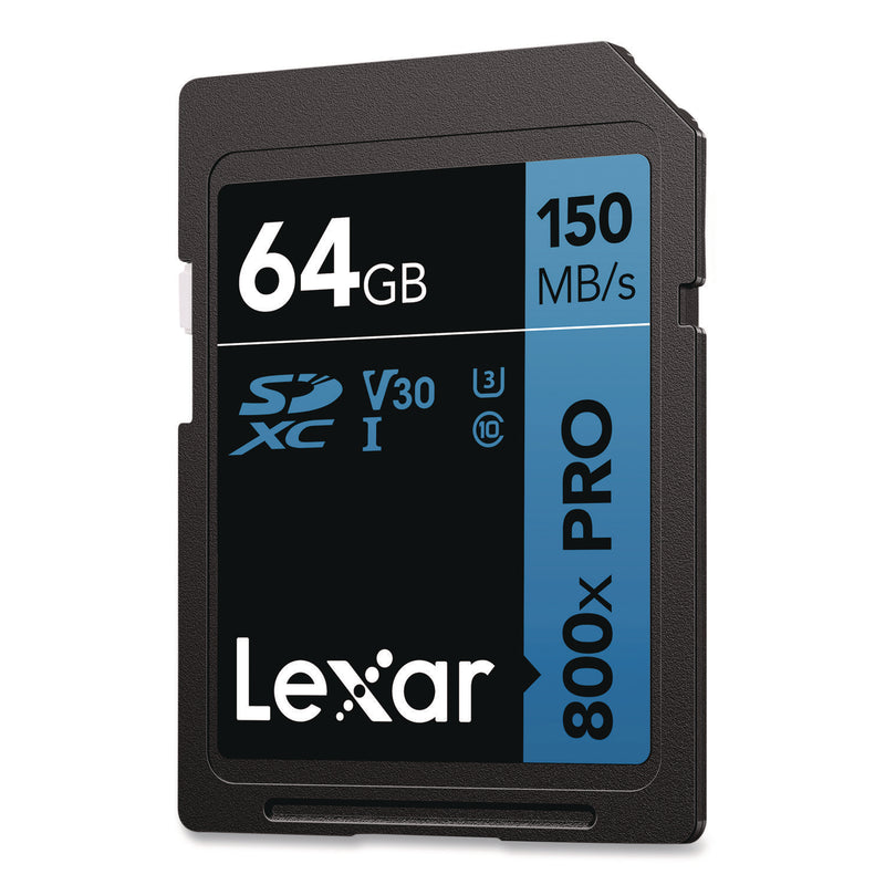 Lexar™ High-Performance PRO BLUE Series SDXC Memory Card, UHS-I V30 U1 Class 10, 64GB (LXRLSD800P64GBN) Each