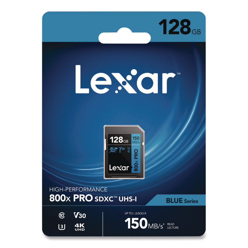 Lexar™ High-Performance PRO BLUE Series SDXC Memory Card, UHS-I V30 U1 Class 10, 128 GB (LXRLSD800P128GB) Each