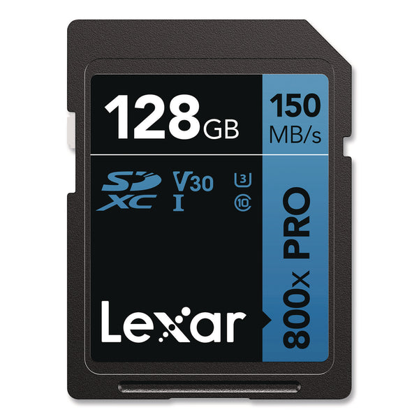 Lexar™ High-Performance PRO BLUE Series SDXC Memory Card, UHS-I V30 U1 Class 10, 128 GB (LXRLSD800P128GB) Each