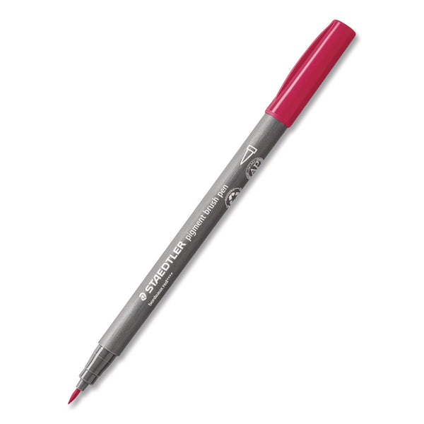 Staedtler® Pigment Brush Pen Set, Medium-Firm, Assorted Basic Colors, 12/Pack (STD371C121) Pack of 12