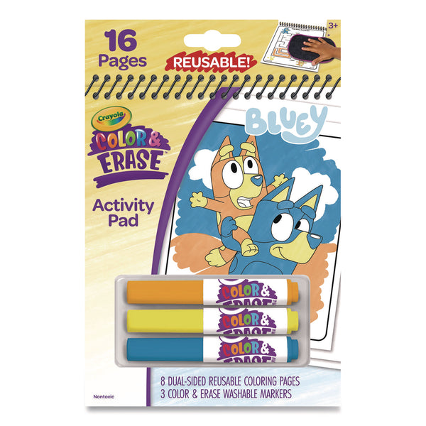 Crayola® Bluey Color and Erase Reusable Activity Pad, (16) Coloring Pages, (3) Bluey Collection Markers (CYO811531) Each