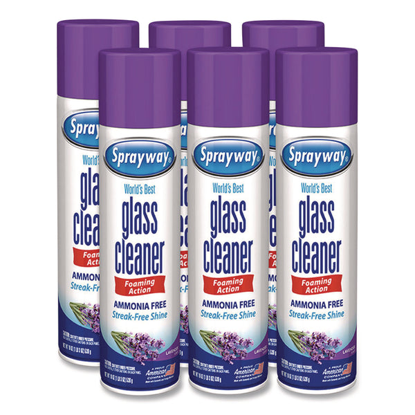Sprayway® Glass Cleaner, Lavender, 19 oz Aerosol Spray, 6/Carton (CGCSW5029) Case of 6
