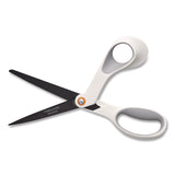 Fiskars® Premier SoftGrip Nonstick Scissors, 9.75" Long, 8" Cut Length, Offset White Handle (FSK1069764) Each