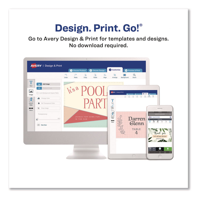 Avery® Business Cards with Metallic Gold Borders, Inkjet/Laser, 2 x 3.5, White, 100 Cards, 10 Cards/Sheet, 10 Sheets/Pack (AVE3327) Pack of 100