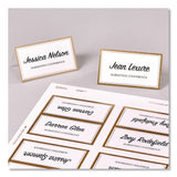 Avery® Matte White Metallic Gold Border Tent Cards, 3.5 x 2, 4 Cards/Sheet, 20 Sheets/Pack (AVE3328) Pack of 80