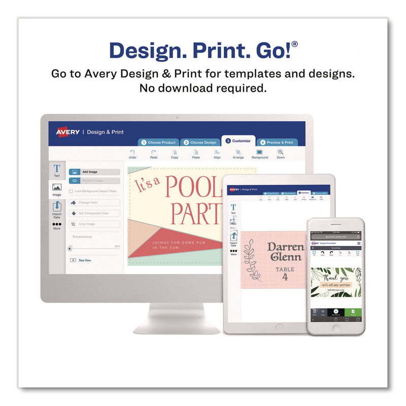 Avery® Print to the Edge Business Cards with Sure Feed Technology, 2 x 3.5, White, 160 Cards, 8/Sheet, 20 Sheets/Pack (AVE8801) Pack of 160