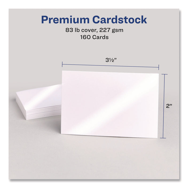 Avery® Print to the Edge Business Cards with Sure Feed Technology, 2 x 3.5, White, 160 Cards, 8/Sheet, 20 Sheets/Pack (AVE8801) Pack of 160