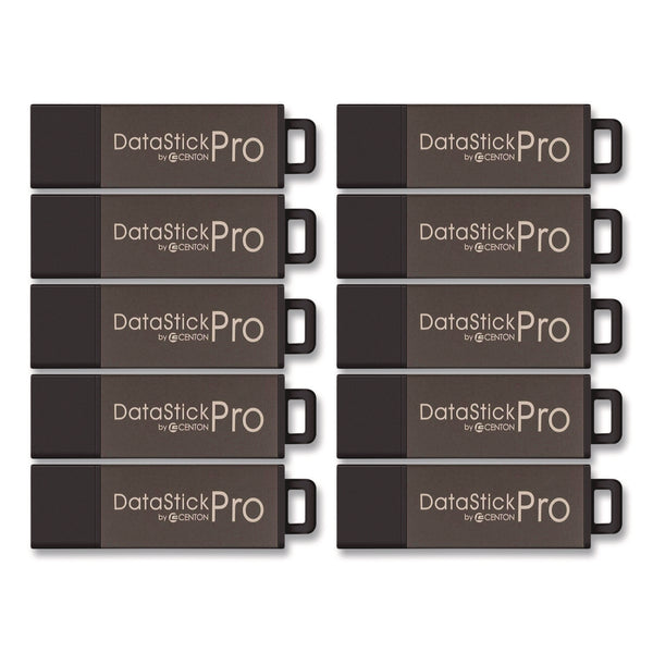 Centon DataStick Pro USB 2.0 Type A Flash Drive, 16 GB, Gray, 10/Pack (CEL106622) Each
