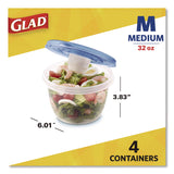 Glad To Go Lunch Containers, 2 Compartments, 32 oz, Plastic, 4/Pack (CLO134347) Pack of 4