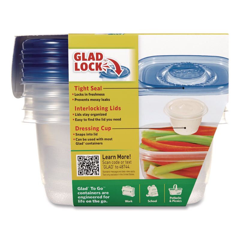 Glad To Go Lunch Containers, 2 Compartments, 32 oz, Plastic, 4/Pack (CLO134347) Pack of 4