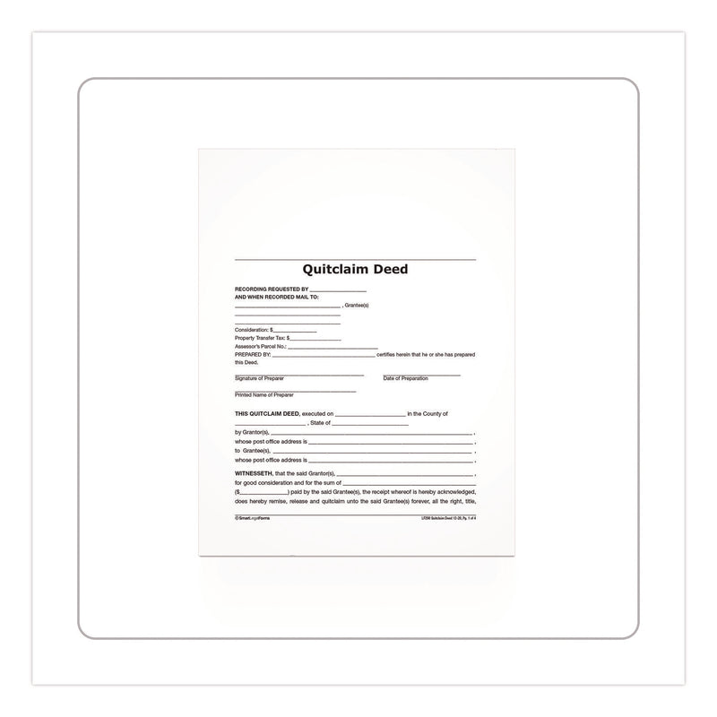 Adams Business Forms Quitclaim Deed Forms with Instructions and Free Downloads, One-Part (No Copies), 8.5 x 11, 4 Forms Total (ABFLF298) Each