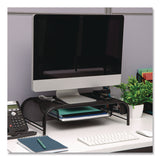 Mind Reader Metal Mesh Monitor Stand with Paper Tray, 20" x 11.5" x 5.5", Black, Supports 33 lb, 2/Pack (EMS2MESHMONBLK) Pack of 2