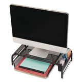 Mind Reader Metal Mesh Monitor Stand with Paper Tray, 20" x 11.5" x 5.5", Black, Supports 33 lb, 2/Pack (EMS2MESHMONBLK) Pack of 2