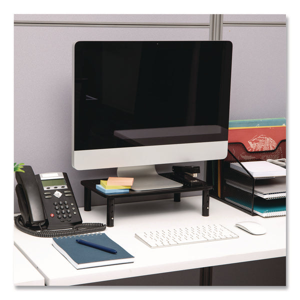 Mind Reader Adjustable Rectangular Monitor Stand, 14.5" x 9.25" x 4" to 5.5", Black, Supports 44 lb, 2/Pack (EMS4LEGM2PKBLK) Pack of 2