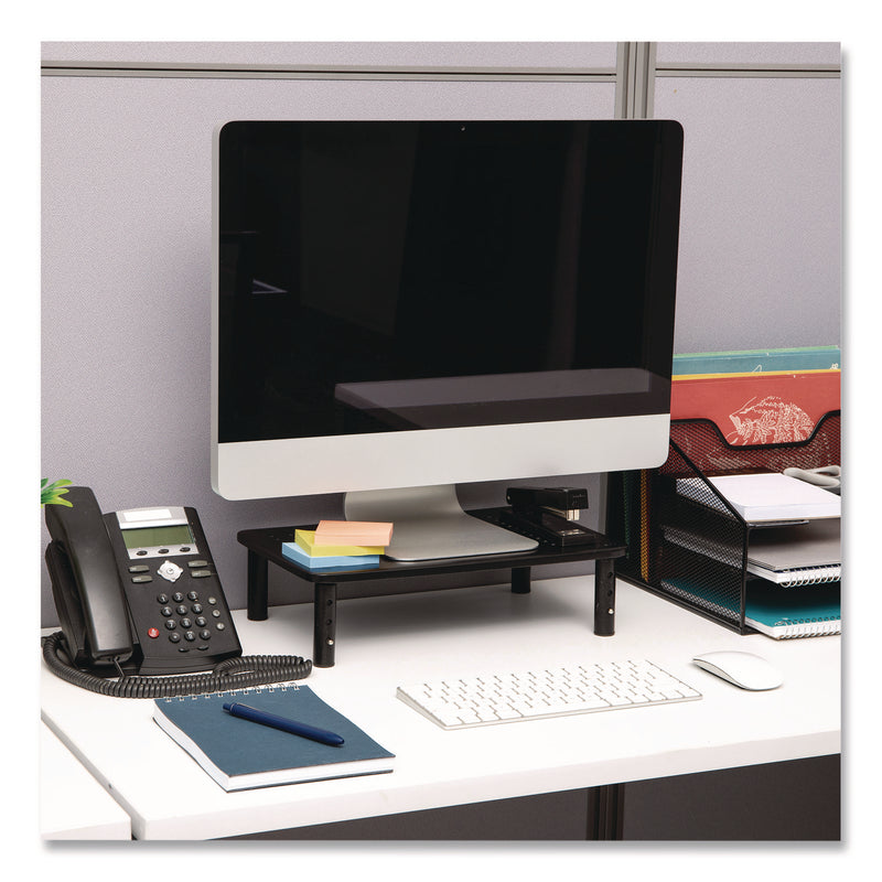 Mind Reader Adjustable Rectangular Monitor Stand, 14.5" x 9.25" x 4" to 5.5", Black, Supports 44 lb, 2/Pack (EMS4LEGM2PKBLK) Pack of 2