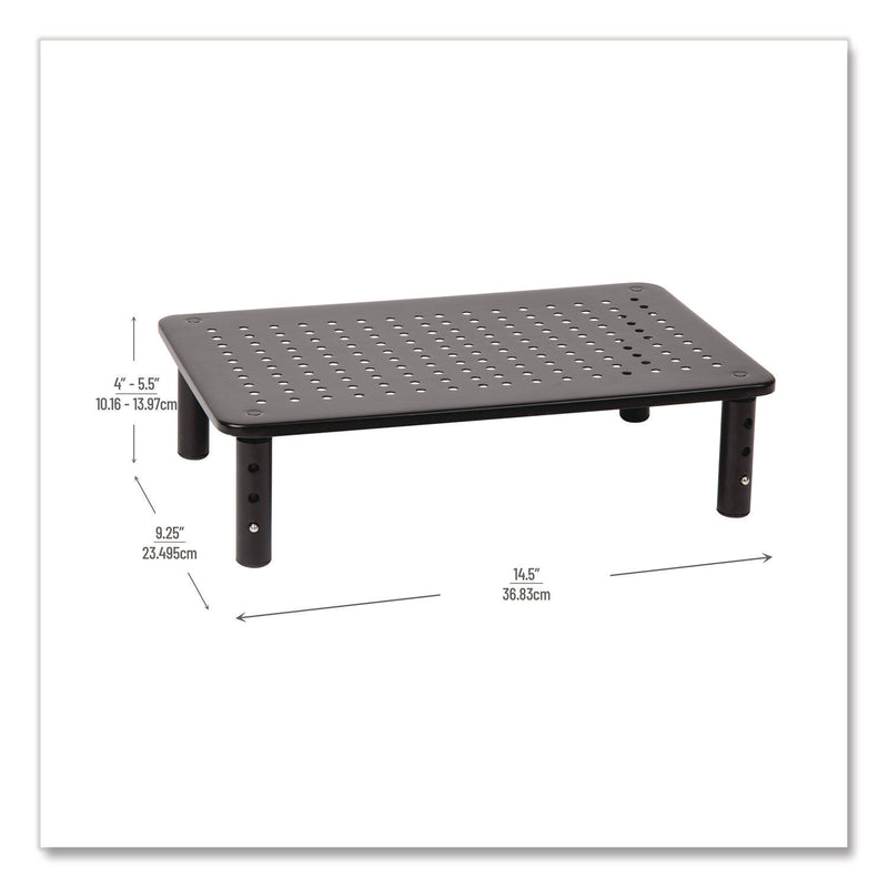 Mind Reader Adjustable Rectangular Monitor Stand, 14.5" x 9.25" x 4" to 5.5", Black, Supports 44 lb, 2/Pack (EMS4LEGM2PKBLK) Pack of 2