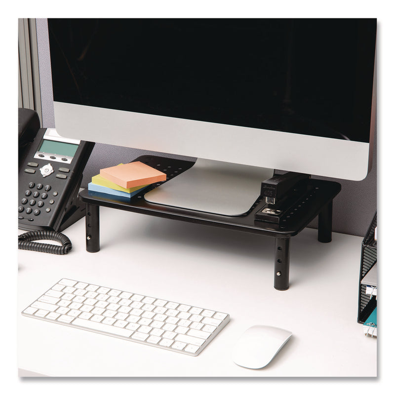 Mind Reader Adjustable Rectangular Monitor Stand, 14.5" x 9.25" x 4" to 5.5", Black, Supports 44 lb, 2/Pack (EMS4LEGM2PKBLK) Pack of 2