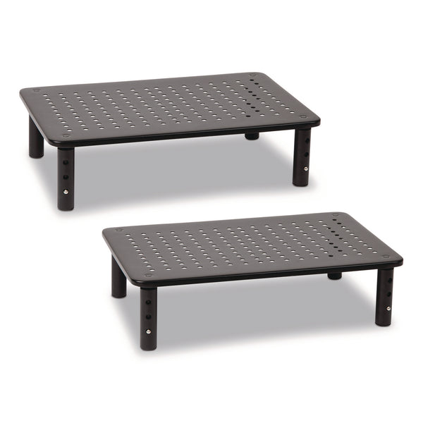 Mind Reader Adjustable Rectangular Monitor Stand, 14.5" x 9.25" x 4" to 5.5", Black, Supports 44 lb, 2/Pack (EMS4LEGM2PKBLK) Pack of 2