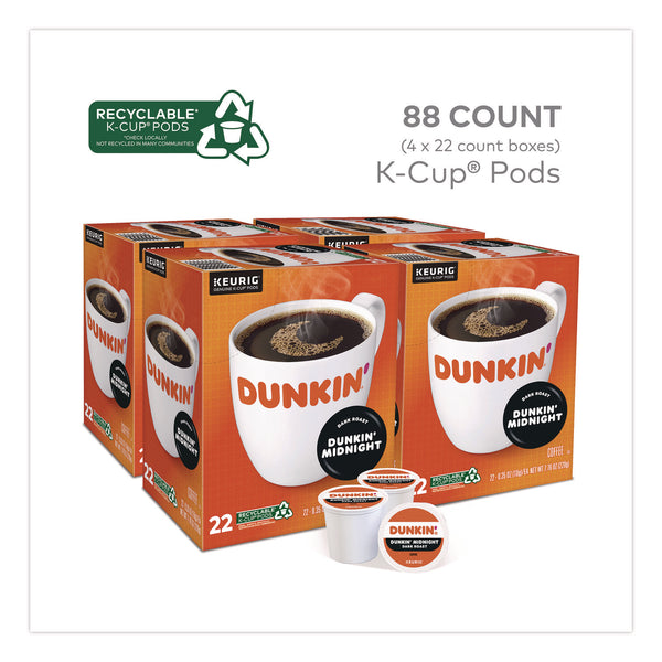Dunkin'® Midnight Coffee K-Cups, 0.35 oz, 22/Box, 4 Boxes/Carton (GMT400849) Case of 88