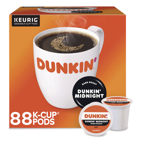 Dunkin'® Midnight Coffee K-Cups, 0.35 oz, 22/Box, 4 Boxes/Carton (GMT400849) Case of 88