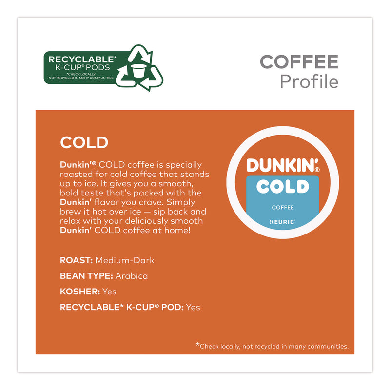 Dunkin'® Cold Iced Coffee K-Cups, Regular, 0.44 oz, 22/Box (GMT5000369251) Box of 22