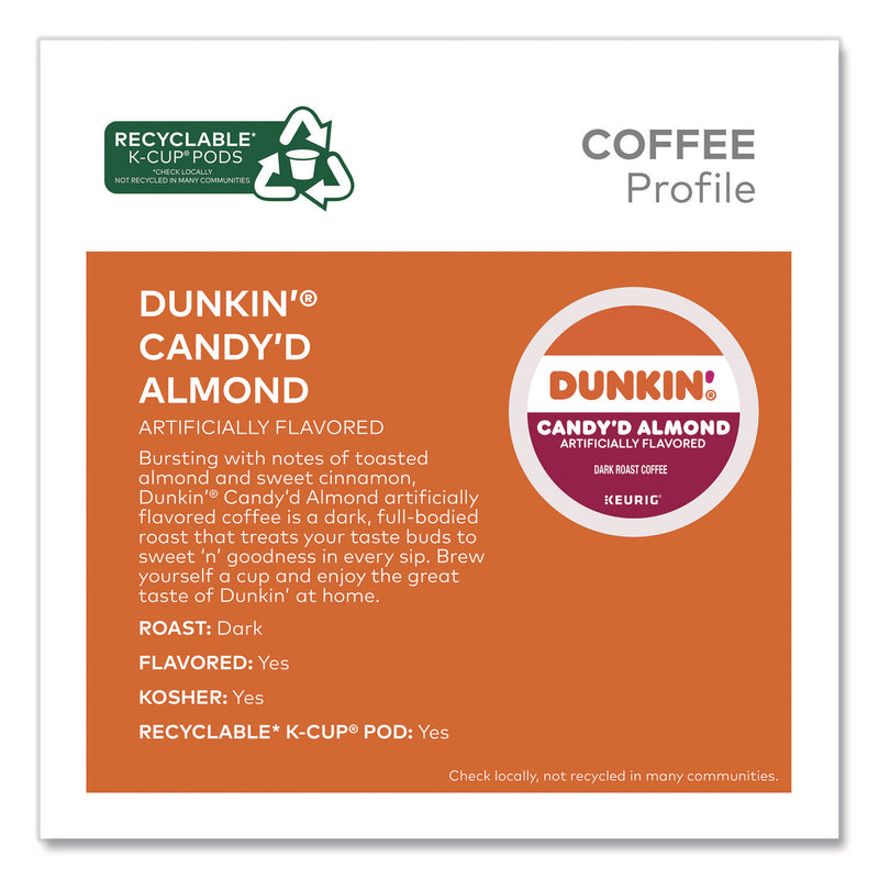 Dunkin'® Candy'd Almond Coffee K-Cups, 0.35 oz, 22/Box (GMT5000375651) Box of 22