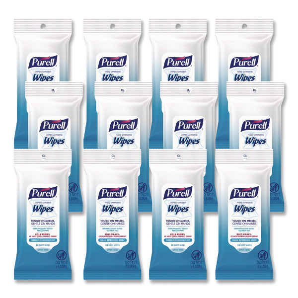 PURELL® Hand Sanitizing Wipes, Clean Refreshing Scent, White, 20 Wipes/Pack, 12 Packs/Carton (GOJ912412CMR) Case of 12