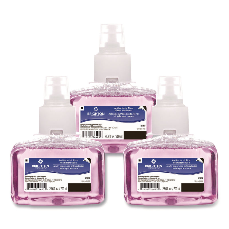 Brighton Professional™ Antibacterial Foaming Hand Soap Refill for LTX Dispenser, Plum Scent, 23.6 oz, 3/Carton (GOJBPR50954) Case of 3