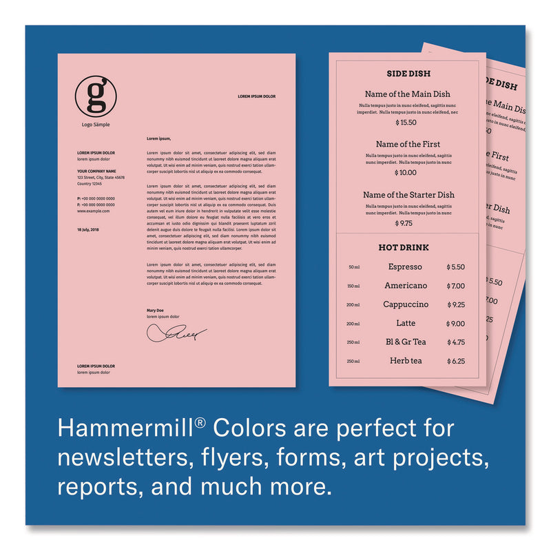 Hammermill® Colors Print Paper, 24 lb Bond Weight, 8.5 x 11, Pink, 500/Ream (HAM104463RM) 1 RM