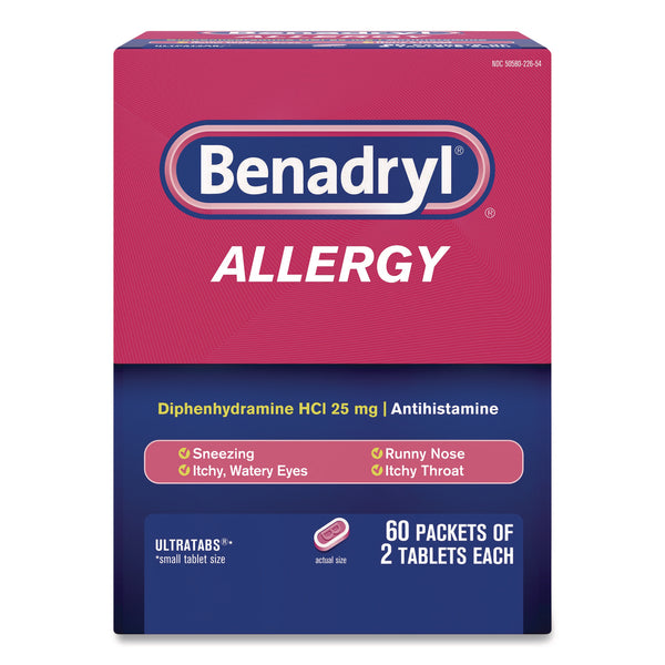 Benadryl® Allergy Ultratabs Tablets, Two-Pack, 60 Packs/Box (JOJ17060) Box of 60