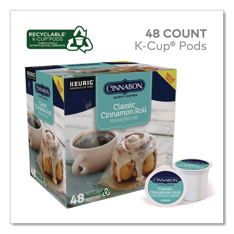 Cinnabon Classic Cinnamon Roll Coffee K-Cups, 0.33 oz, 48/Box (KEU24297522) Box of 48