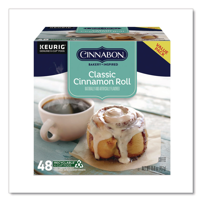 Cinnabon Classic Cinnamon Roll Coffee K-Cups, 0.33 oz, 48/Box (KEU24297522) Box of 48