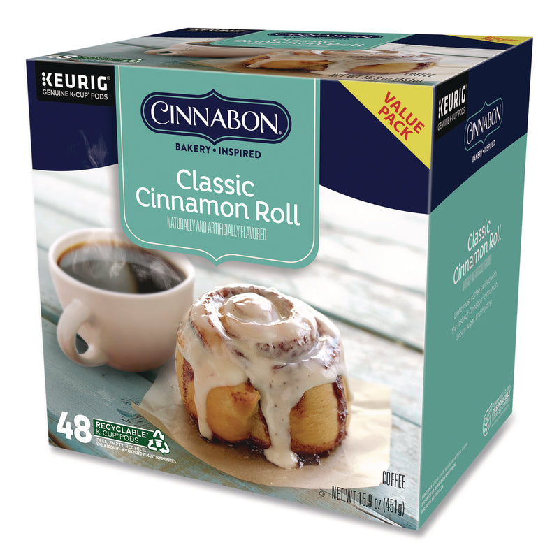 Cinnabon Classic Cinnamon Roll Coffee K-Cups, 0.33 oz, 48/Box (KEU24297522) Box of 48