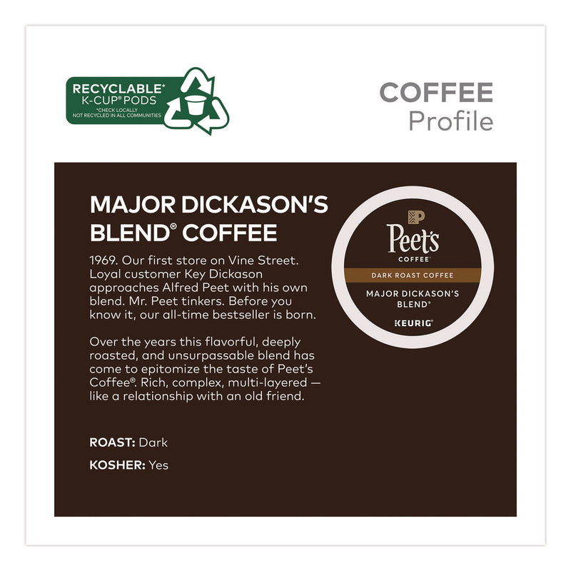 Peet's Major Dickason's Blend K-Cups, 0.44 oz, 40/Box (KEU24306979) Box of 40