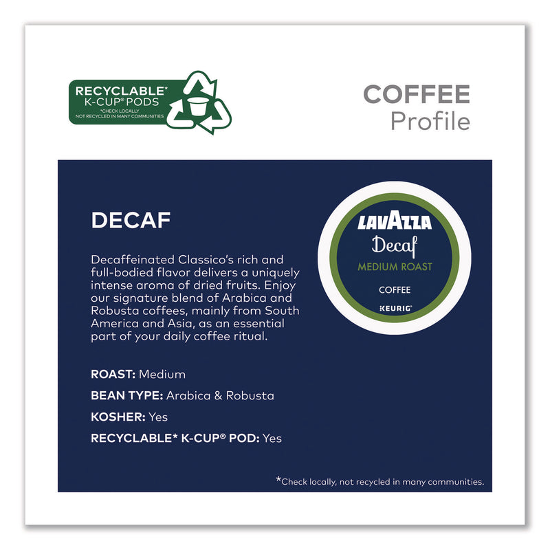 Lavazza Lavazza Classico Coffee K-Cups, Decaf, 0.41 oz, 22/Box (LAV5000375720) Box of 22