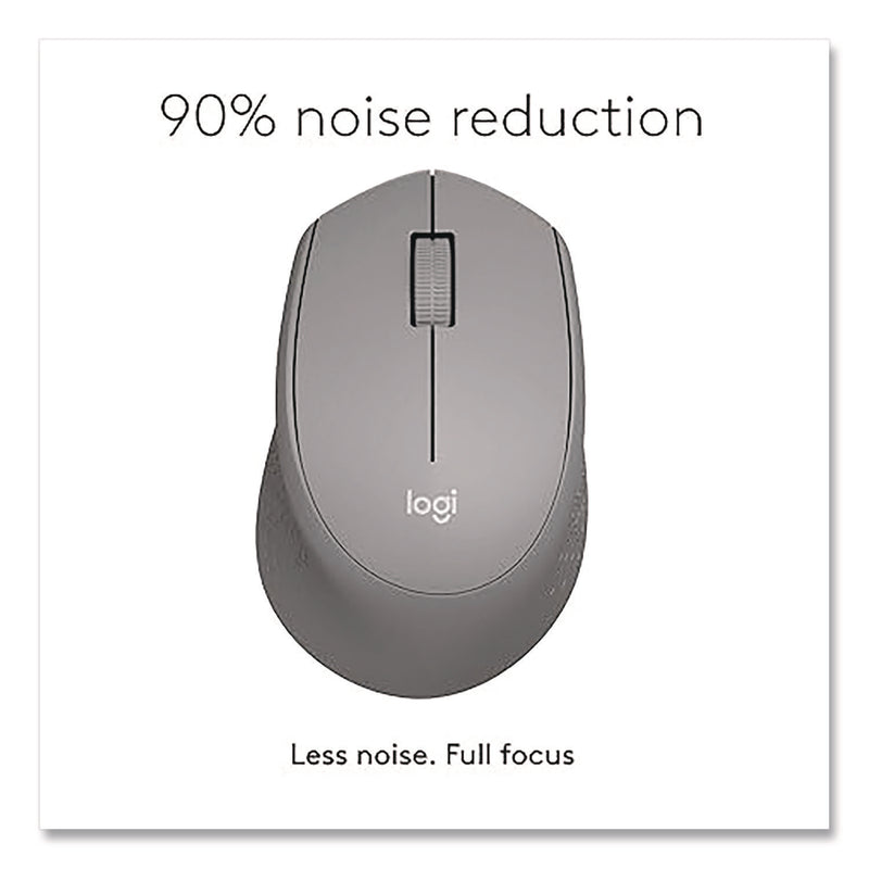 Logitech® M330 Silent Plus Mouse, 2.4 GHz Frequency/33 ft Wireless Range, Right Hand Use, Gray (LOG2406185) Each