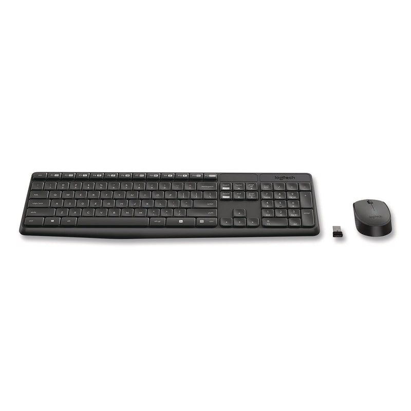 Logitech® MK235 Wireless Keyboard and Optical Mouse Combo, 2.4 GHz Frequency, 33 ft Wireless Range, Black (LOG2622126) Each