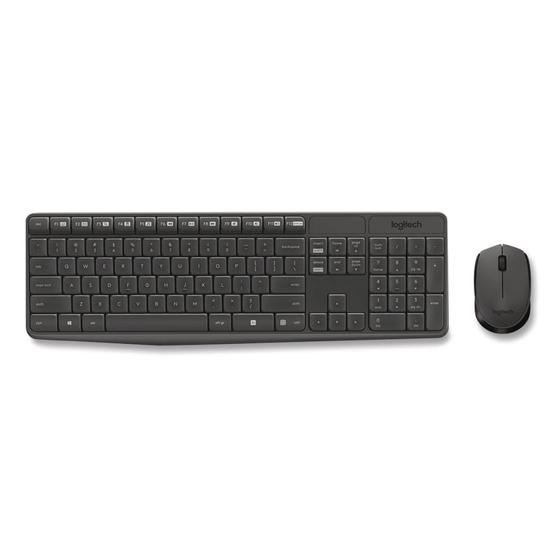 Logitech® MK235 Wireless Keyboard and Optical Mouse Combo, 2.4 GHz Frequency, 33 ft Wireless Range, Black (LOG2622126) Each