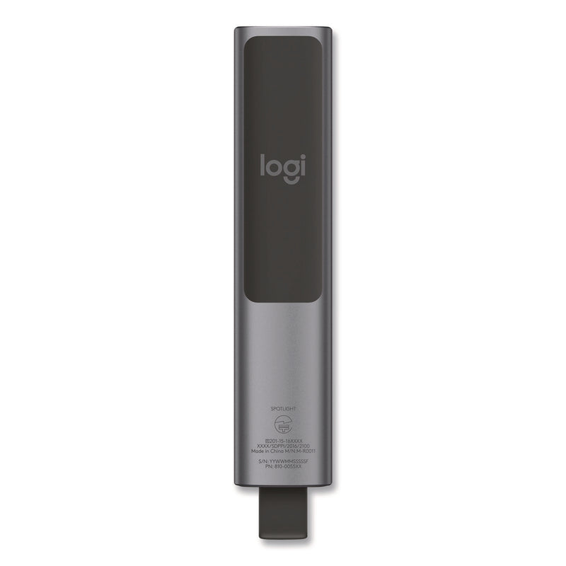 Logitech® Spotlight Presentation Remote, Projects 100 ft, Slate (LOG2632837) Each