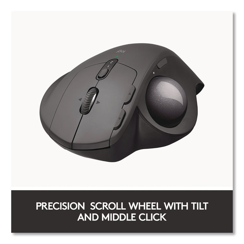 Logitech® MX Ergo Plus Advanced Wireless Trackball Mouse, 2.4 GHz Frequency/33 ft Wireless Range, Right Hand Use, Black (LOG2764655) Each