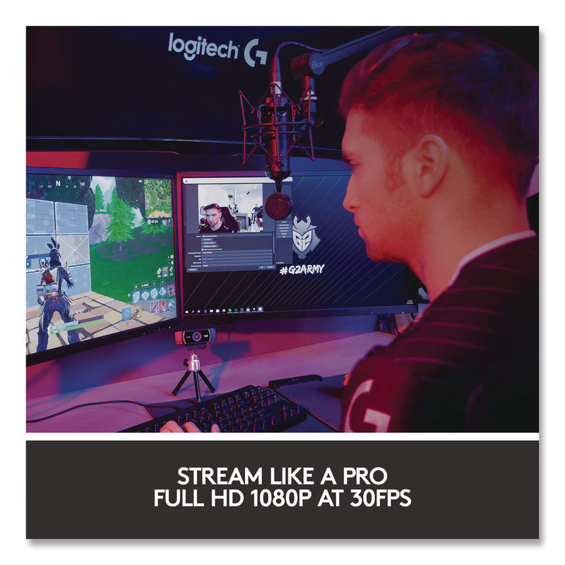 Logitech® C922 Pro Stream Webcam, 1920 pixels x 1080 pixels, 3 Mpixels, Black (LOG2843756) Each