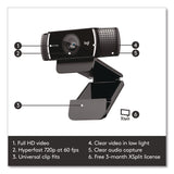 Logitech® C922 Pro Stream Webcam, 1920 pixels x 1080 pixels, 3 Mpixels, Black (LOG2843756) Each